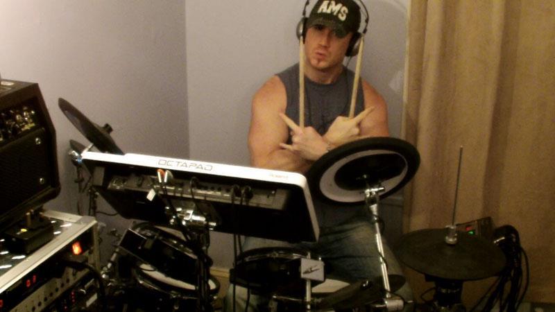 Drumming in the studio!