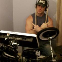 Drumming in the studio!